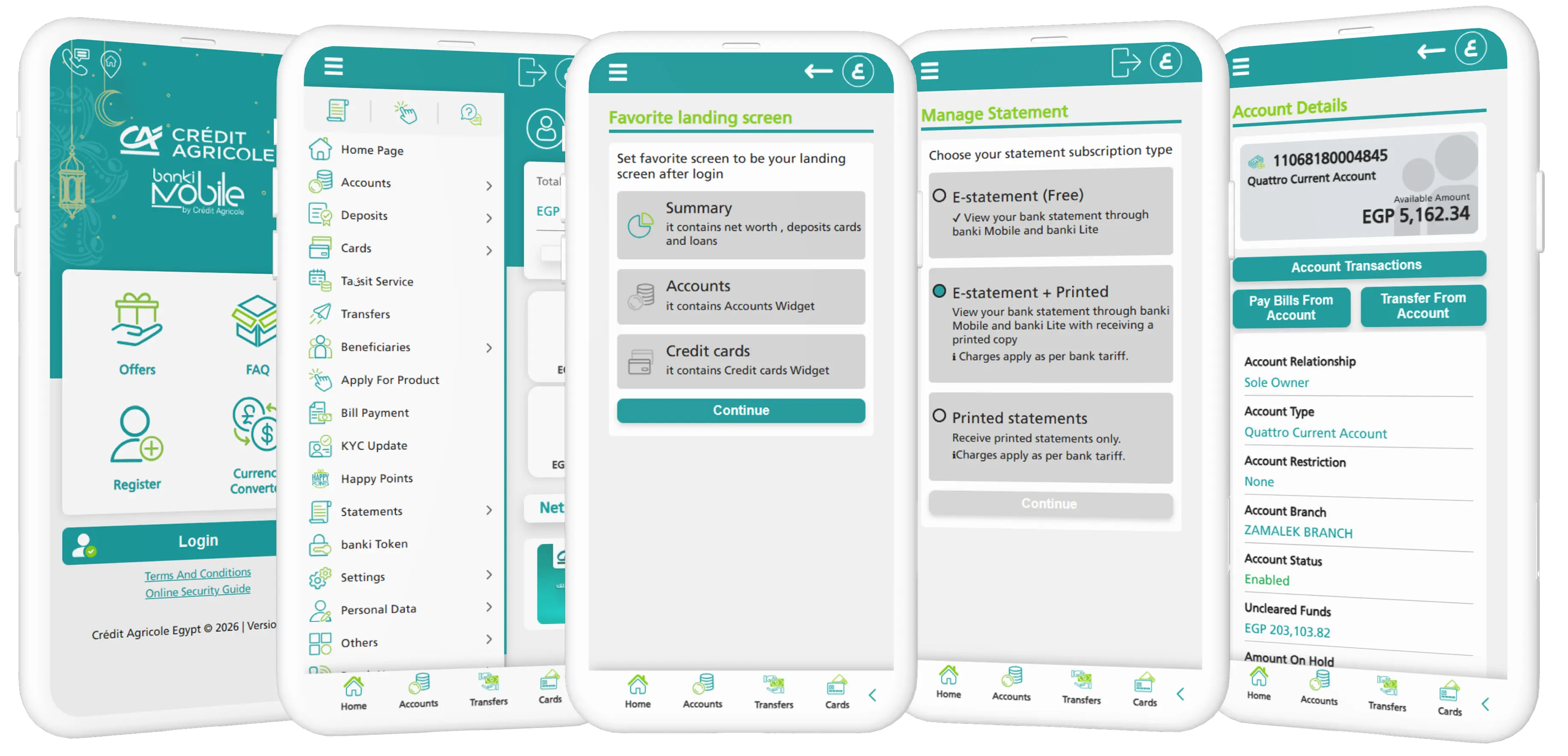 digital banking solution screenshots